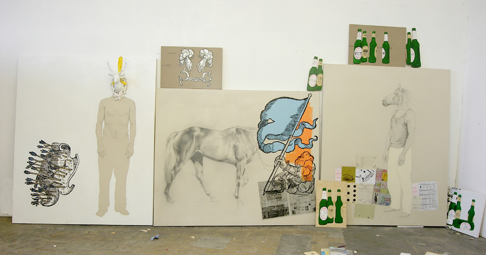 ways to win or lose (the hunt, the race, and all the dead soldiers), 2007, mixed media, 250 x 680 cm