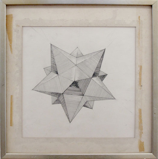 dodecahedron, 2009 graphite on paper in found frame 42 x 42