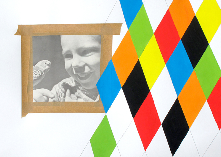 “They are great pets”, 2010. graphite and gouache collage,  29 x 39 cm